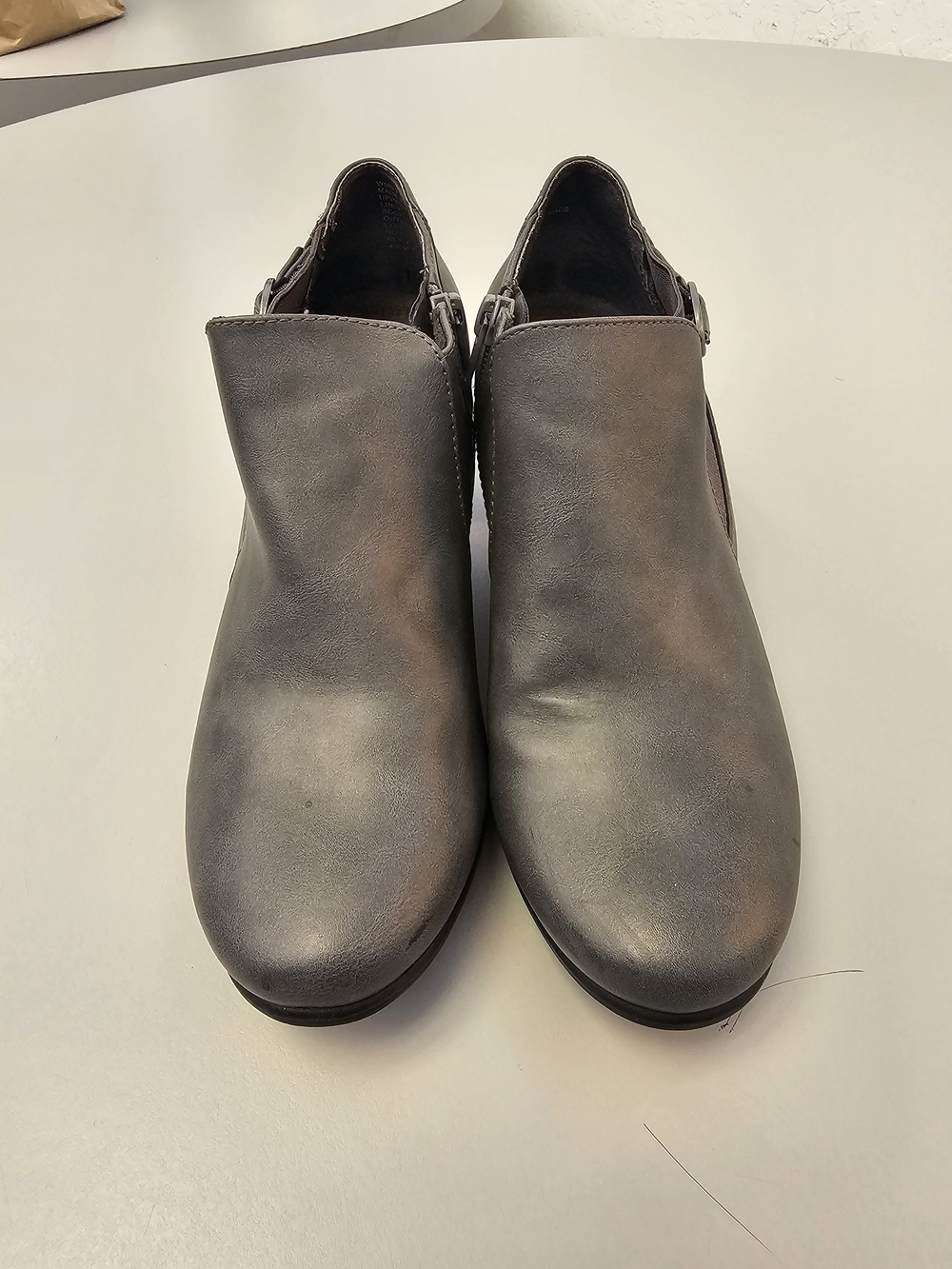 croft & barrow Gray Leather Ankle Booties with Side Buckle